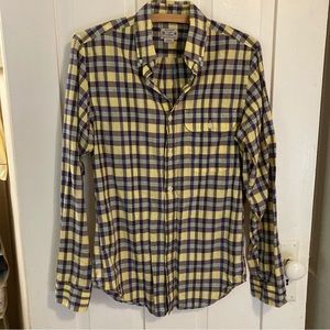 J Crew Yellow Plaid Cotton Button Down Shirt